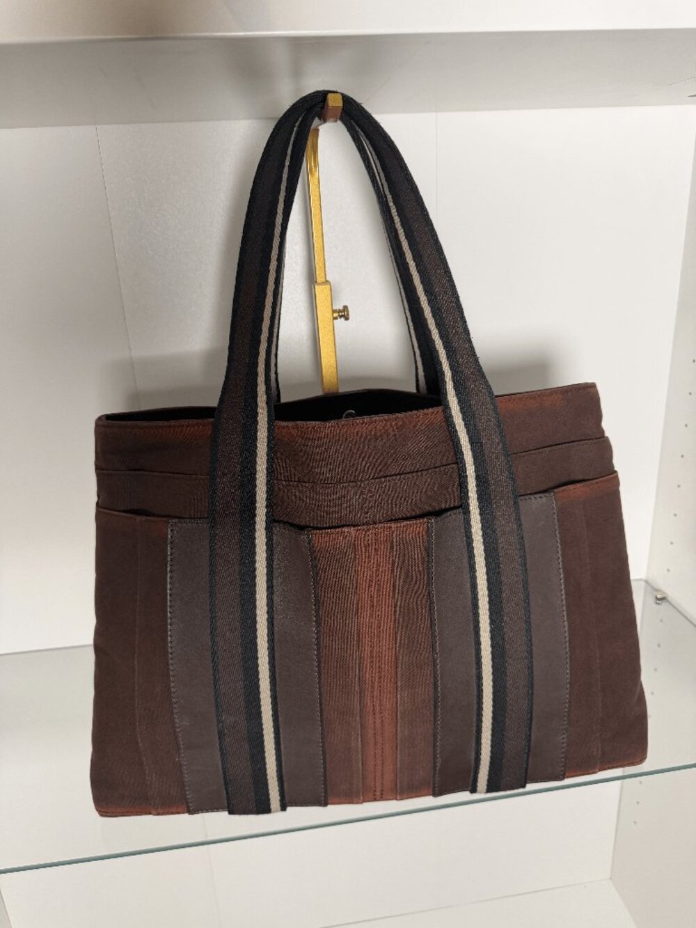 VINTAGE Hermès Troca Horizontal MM tote bag in brown canvas and leather